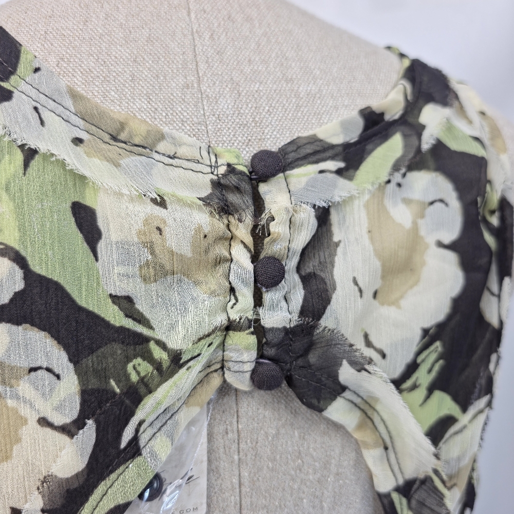 Free People Raven Printed Mini Dress Black Coffee Combo Green Floral M NWT $128 - Picture 16 of 16